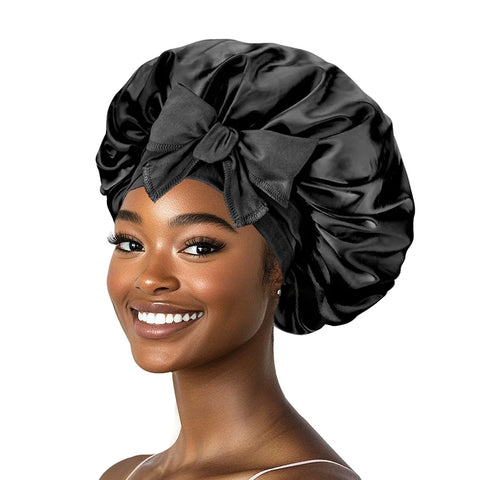 Blush Pink Layers Silk Satin Bonnet Sleeping Cap Shower Edge Wrap Cover Nightcap For Women Long Hair