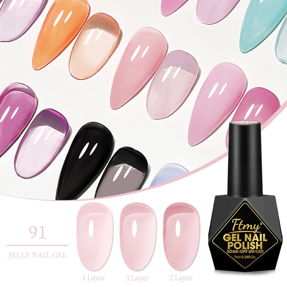 FTMY 7ML Jelly Gel Nail Polish Candy Color Gel Polish Long Lasting Nail Gel For Nail Salon - Multicolor Optional