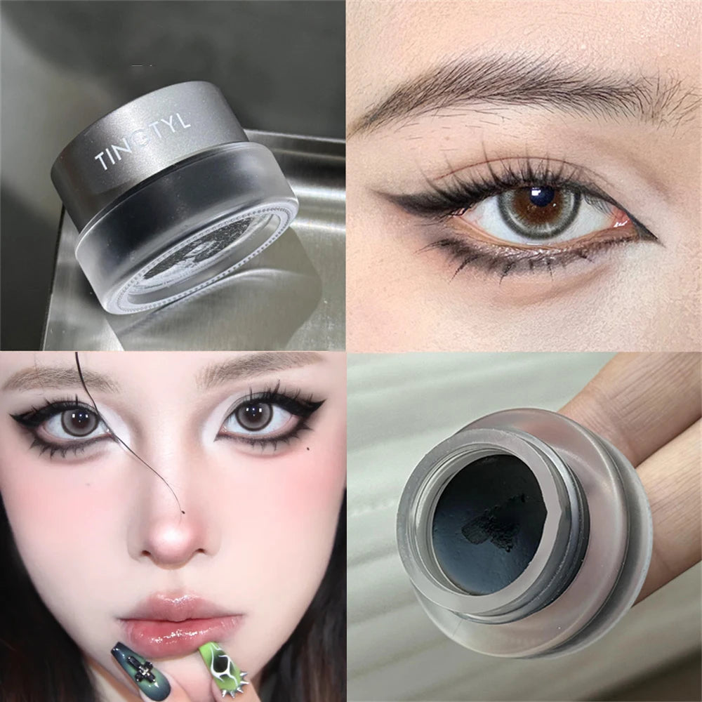 3-Color Eyeliner Eyebrow Gel Cream With Brush Waterproof Lasting Non Smudging Matte Red Brown Easy Wear 3 In 1 Korean Makeup