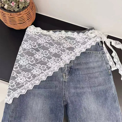 Lace Trim Hair Scarf Triangle Short Skirt Half Skirt Butt Curtain Skirt Lace Trim Apron Soft Lace Stacked Spring Headscarf