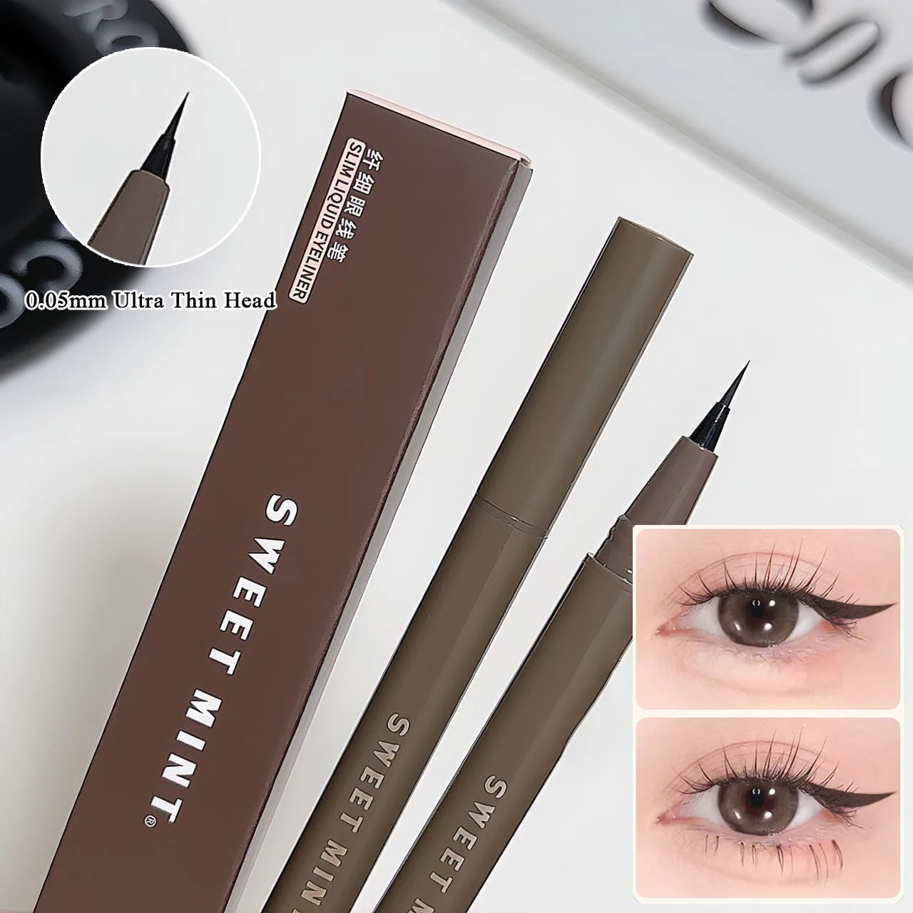 Waterproof Liquid Eyeliner Eyebrow Easy To Color Sweat-proof Eyebrow Pen 0.05MM Ultra Thin Head Eye Liner Eyelash Eye Makeup