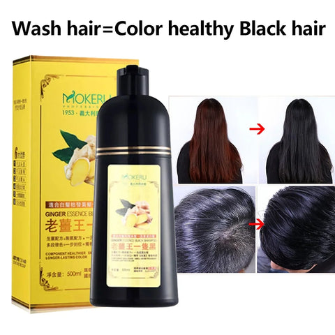 Mokeru Long Lasting Permanent Hair Color Natrual Ginger Hair Dye Black Shampoo for Women and Men Fast Beatuy Health Products