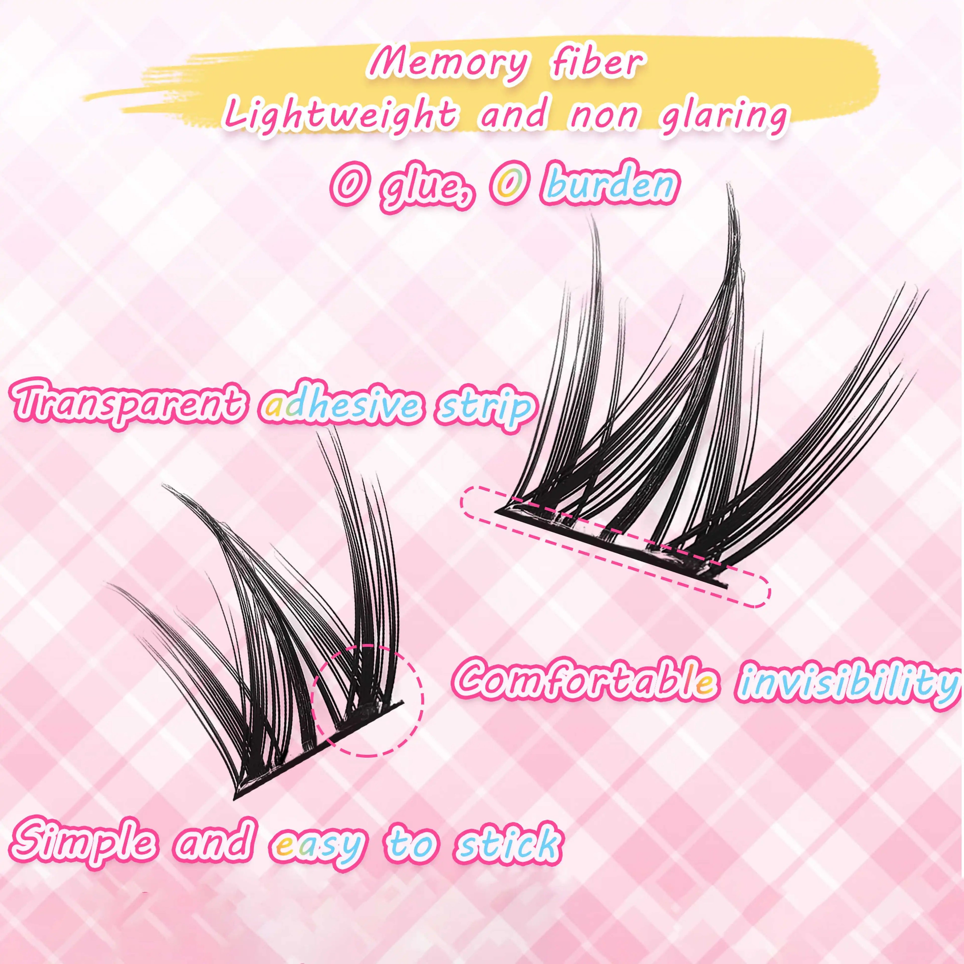 Korean-Style False Lash Extension Kit: 100 Self-Stick Clusters, Super Soft & Natural-Looking for Hassle-Free Daily Wear!