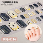 26Tips French Leopard Print UV Gel Toenail Sticker Bronzing Dye Gradient Cross-border Semi Baked Gel Nail Sticker UV Lamp Needed
