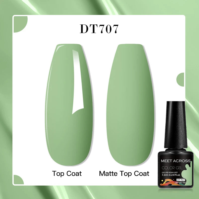 MEET ACROSS 8 Colors Mirror Gel Nail Polish Long-lasting Quick-drying Metallic Gold Silver Red Semi Permanent Varnish Nail Art