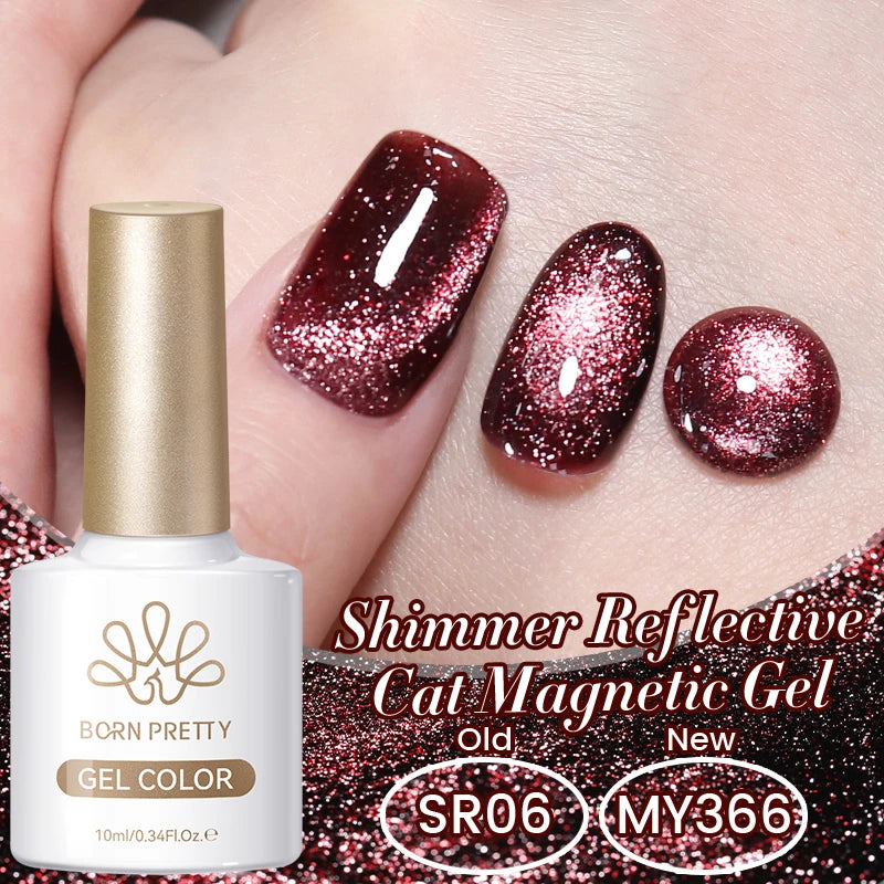 BORN PRETTY 10ml Silver Water Light Cat Magnetic Gel Nail Polish Nail Supplies Vernis Semi Permanent Gel for Fall Winter Nails