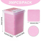 200Pcs Pink Lint-Free Nail Polish Remover Wipes UV Gel Glue Nail Polish Removal Cotton Pads for Makeup Manicure Cleaning Tools