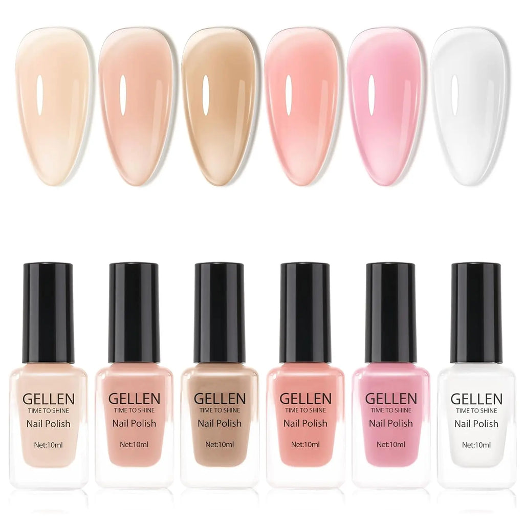 GELLEN Dark Red Jelly Transparent Gel Nail Polish Pink Skin 6pcs Set Quick Air Dry Autumn Winter Nails Polishes 10ml 2026 New