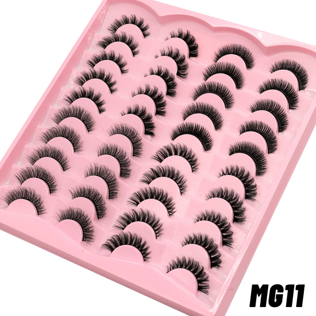 GROINNEYA 5/20 Pairs Russian Strip Lashes DD Curl False Eyelashes Natural Lashes Strips Curl Pack 4 Styles Eyelashes Extensions