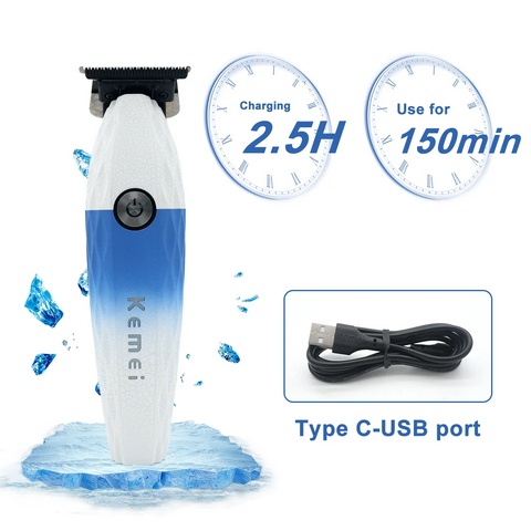 Professional Hair Clipper Men Kit DLC Blade 10000RPM  Blue Hypoallergenic Knife Net with Base Charger Hair Cutting Machine