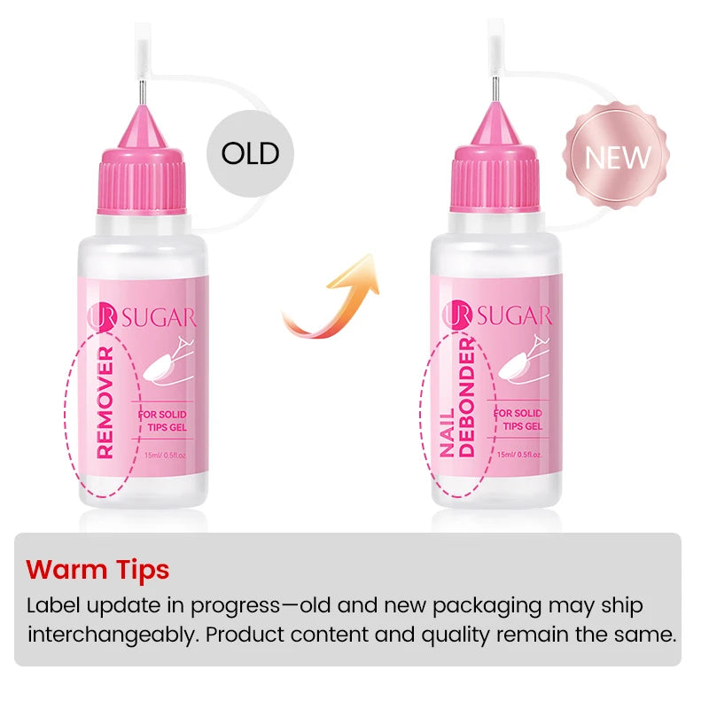 UR SUGAR 15ml Remover For Solid Tips Gel False Nail Tips Solid Adhesives Gel Remover Press On Nails Gel Fake Tips Remover Tools
