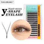 NAGARAKU YY Shape Triple Tips Hand Woven Premium Soft Light Natural Eyelashes Extension Supplies Makeup Mesh Net Cross Lash