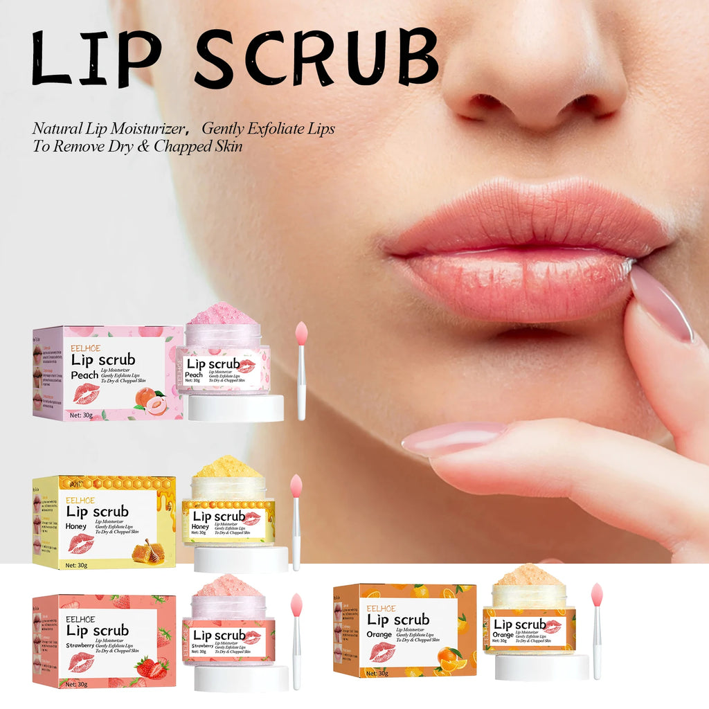 Lip Scrub Fruit Strawberry Orange Honey Brightening Lip Color Exfoliating Deep Cleaning Dead Skin Lipstick Moisturizing Lip Care