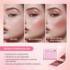 Lakerain 2in1 Cream & Powder Blush Palette Natural Long-lasting High Pigment Blush Makeup Pan Clear Vitality Girl Blush Palette