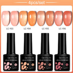 LILYCUTE 4/5Pcs/Set 7ML Nude Pink Gel Nail Polish and Translucent Jelly Nail Art Gel Semi Permanent Soak Off Design Manicure Set