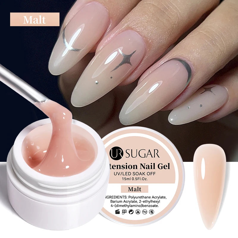 UR SUGAR Milky White Clear Pink Color 15ml Jelly Extension Nail Gel Polish Soak Off UV LED Gel Varnish Manicure Tips Tools