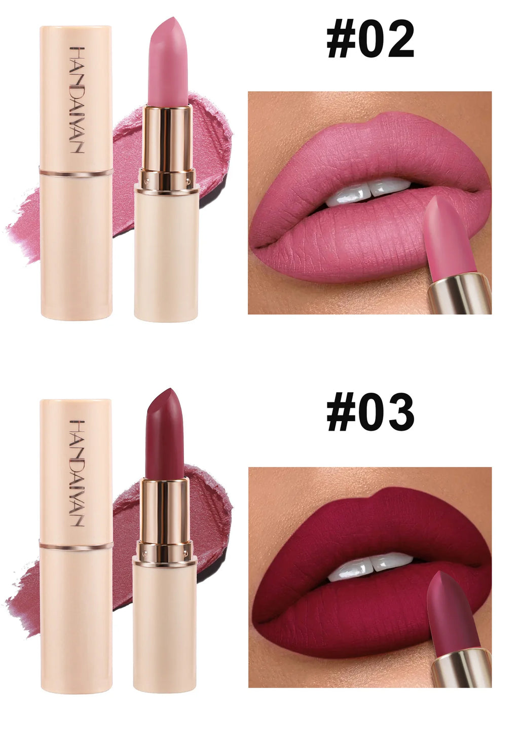 8 Colors Deep Red Matte Lipstick Waterproof Non-Stick Velvet Texture Easy Apply Rose Red Lip Makeup Long-Lasting Cosmetics