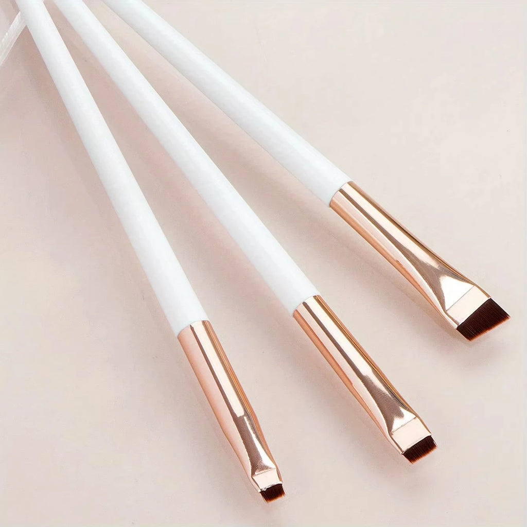 3-Piece Makeup Brush Set: Sickle-Shaped Eyeliner Brush, Fine Angled Eyebrow Brush, Eyeliner Brush, Ultra-Fine Eyeshadow Brush