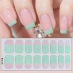 14/16Tips Full Cover Gradient Nail Stickers Multi Color Self Adhesive Slider No Need UV Lamp Cured Press ON Nail Decal