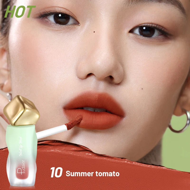 Matte velvet lip glaze, long-lasting waterproof non-sticky, smooth and easy to apply, smudge-proof, moisturizing cream formula