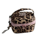 Multi-functional Leopard Print Square Storage Box Handheld Zipper Design Makeup Bag Handbag Women Girls