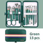 7-18 Pcs Manicure Set Nail Clippers Kit Professional Stainless Steel Nail Care Tools with Leather Travel Case For Man and Women