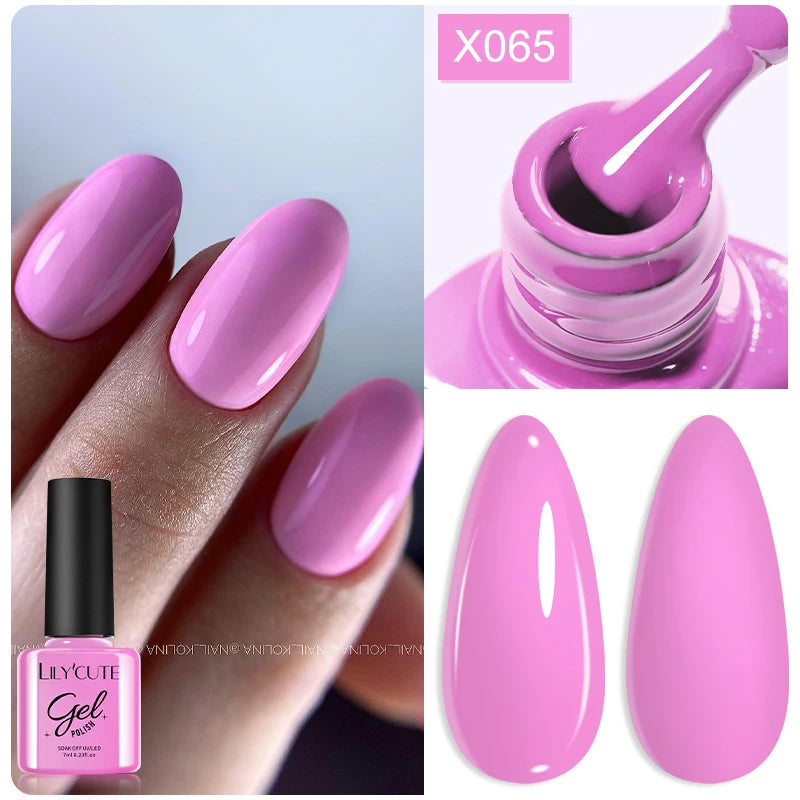 LILYCUTE Nude Crystal Rubber Base Gel Nail Polish Natural Color Semi Permanent UV Gel Soak Off Self Leveling Nail Gel Varnishes