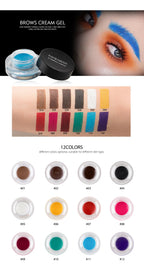HANDAIYAN 12 Color Waterproof Eyebrow Cream Professional Eyeliner Eyebrow Gel High Brow Tint Black Eye Brow Makeup Tools