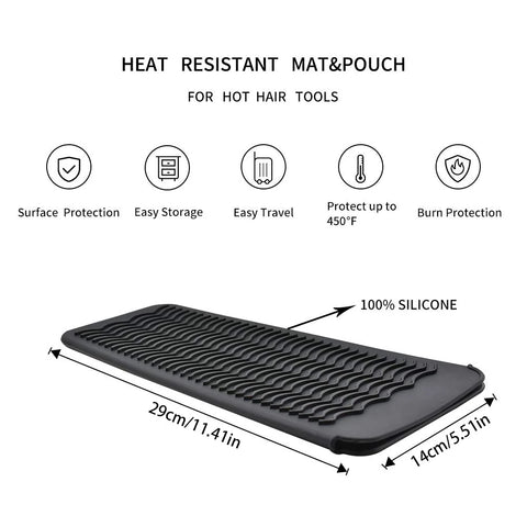 Portable Silicone Anti-Heat Mats Heat Resistant Mat for Hair Straightener Flat Iron Curling Iron Tool Prevent Burns Styling Tool