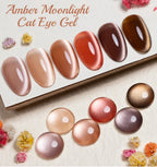 PUETNE 7.5ML Amber Moonlight Cat Magnetic Gel Nail Polish Winter Nails Jelly Glass Cat Eye Soak Off UV Semi-Permanent Varnish