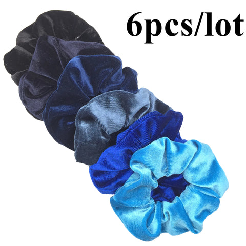 10/6/1pc Accesorios para el cabello chouchou cheveux femme hair scrunchies headband women ties velvet solid color Black set pack