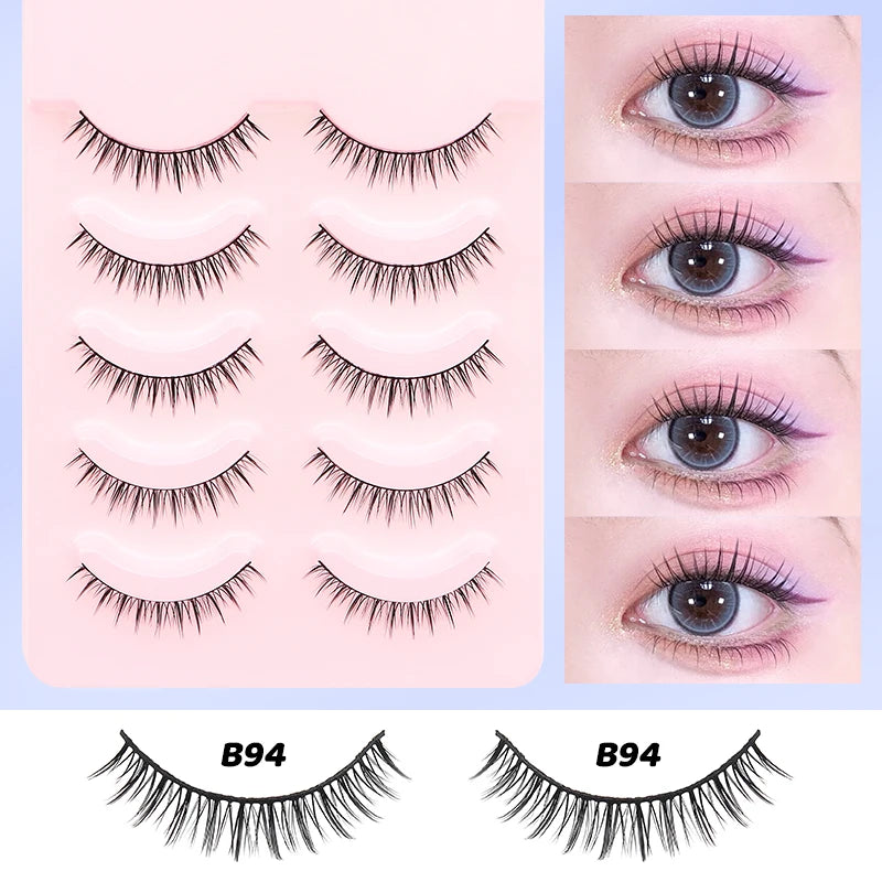 5 Pairs Soft Strip Lashes Manga Makeup Korean Natural False Eyelashes DINGSEN Natural Lashes Sleeve Anime Daily Eyelashes