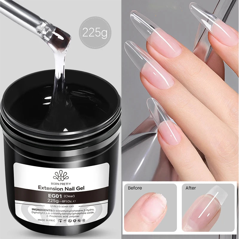 BORN PRETTY 250g Jelly Milky White Pink Translucent Nude Gel Polish Refilled Package Semi Permanent Soak Off UV Nail Art Varnish