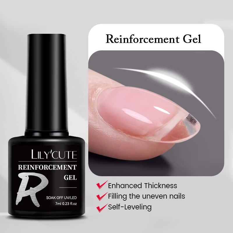 LILYCUTE Nude Crystal Rubber Base Gel Nail Polish Natural Color Semi Permanent UV Gel Soak Off Self Leveling Nail Gel Varnishes
