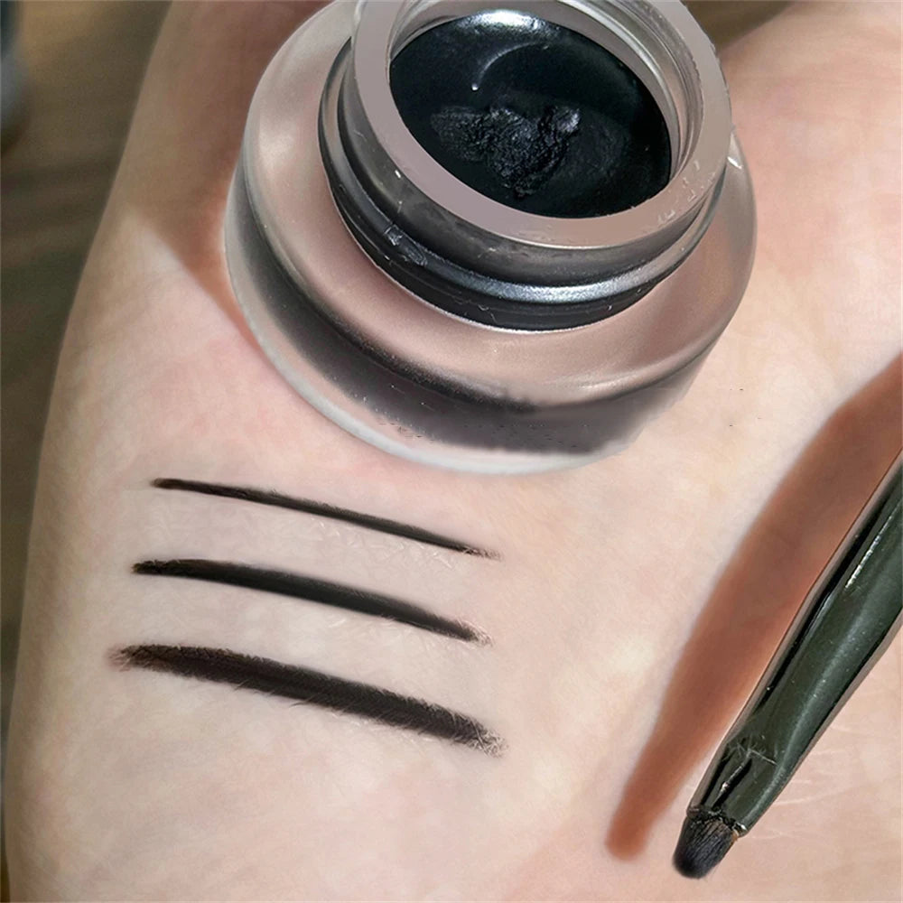 3-Color Eyeliner Eyebrow Gel Cream With Brush Waterproof Lasting Non Smudging Matte Red Brown Easy Wear 3 In 1 Korean Makeup