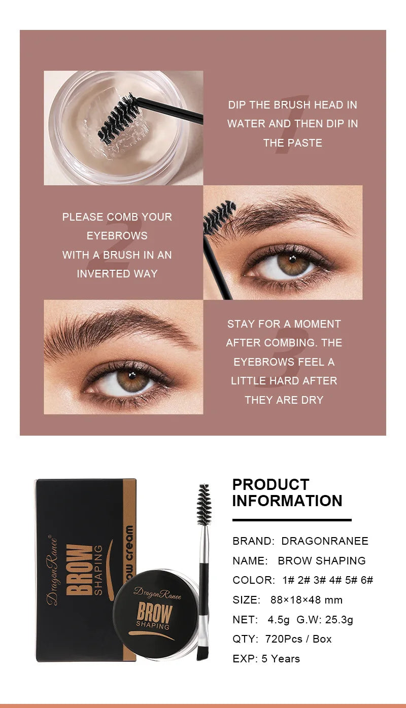 Dragon Ranee 6color Wild Eyebrow Styling Eyebrow Cream Styling Eyebrow Gel Soap Wax White Eyebrow Cream
