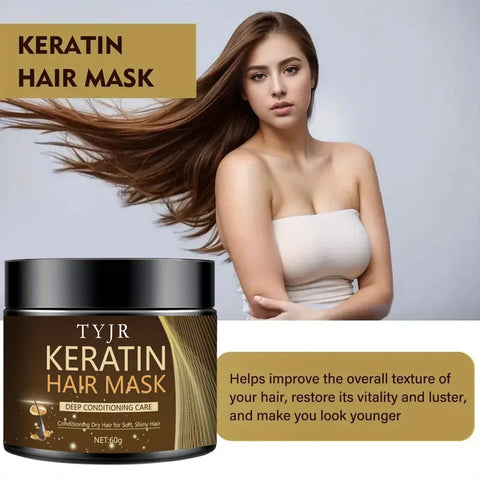 Keratine Magical Hair Mask Protein Straighten Repair Dry Frizzy Damaged Cream Pro Soft Smooth Shiny Deep Moisturizing Care 60g