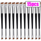 Professional Eyebrow Brush Eyeliner Angled Flat Head Blade Eye Liner Brow Contour Makeup Brushes Double-head Make Up Tools 15pcs