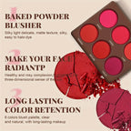 1 SET 6 Colors Waterproof Matte Blush Palette Medium Buildable Coverage Long-Lasting Natural Finish Light &Breathable Free brush