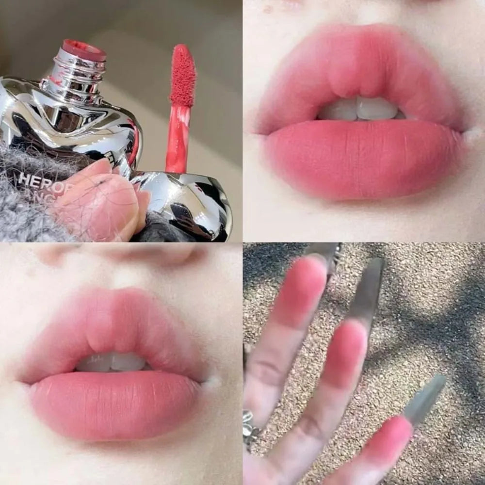 Peach Heart Silky Matte Lipstick Velvet Matte Blush Lip Gloss Face Liquid Pink Lip Tint Cream Pigment Long Lasting Lips Makeup