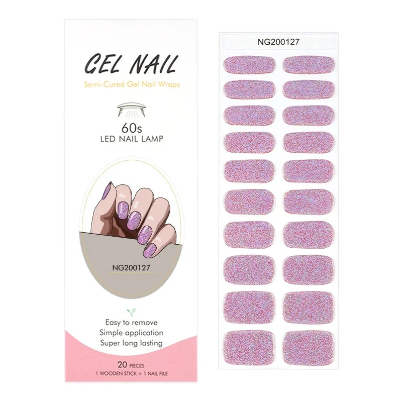 Leopard Semi-Cured Gel Nail Strips Simple Transparent Color Adhesive Long Lasting Gel Nail Stickers Harden In UV Lamp Need