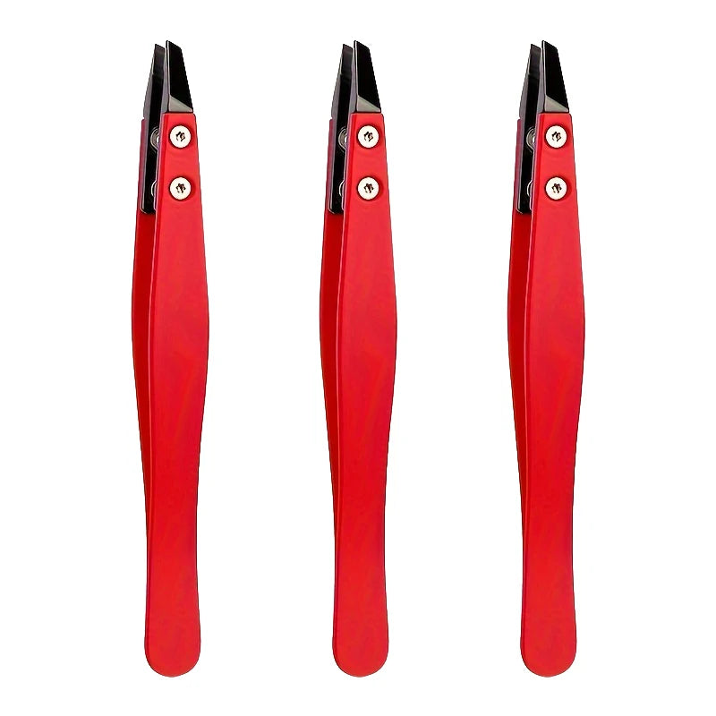 Zirconia Ceramic Pointed Tweezers Stainless Steel Tweezers with Slanted Tips Edges Eyebrows Beards Hair  Eyelash Tweezers