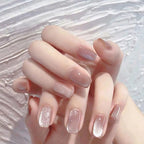 24pcs Pink Cat Eye Press on Nails Ins Glitter Artificial Nail Patch For Lady Women Manicure Nails Supplies Detachable Fake Nails