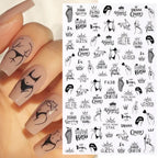 1PCS Laser Love Letter Nail Sticker Nail Art Decoration Flower Star supplies Decals Press On Nails Stickers Parts