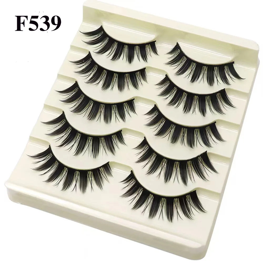 Natural Long Cosplay Makeup Cross Strip False Eyelashes Black Eye Lashes and Cat Eye Lashes 5pairs Mink Eyelashes Faux Cilios