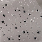 5D Luxury Star Nail Stickers for Nail Art Stars Black Silver Nail Decals Gilding Hollow Out Five-Pointed  Nail Art Design Slider