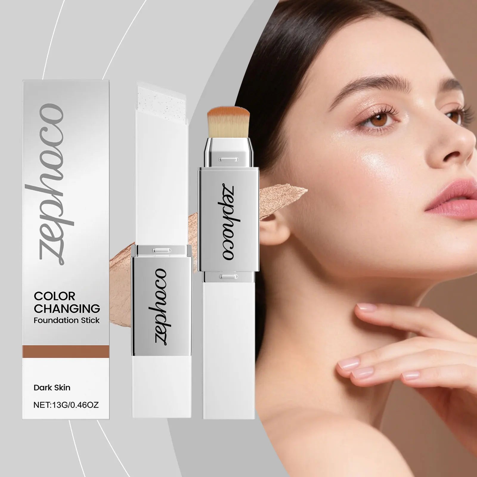 Deep Shade 2-in-1 Color Adjusting Foundation Stick Lightweight Moist Natural Smooth Sheer Coverage Non Cakey Makeup