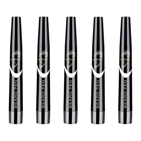 Multi-Pack Bundle Beard Pen Black Kit Barber Styling Pencil with Brush Natural Finish Cover Facial Hair Patches Tool
