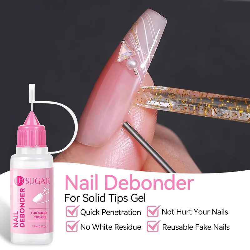 15ml wear nail needle tube nail polish remover solid patch glue UV jelly glue fast nail polish remover gentle and non-irritating