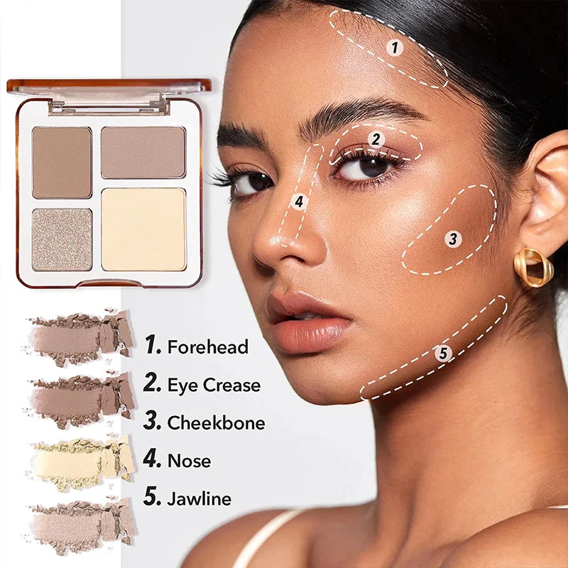 Natural Stereoscopic Face Powder Palette  Matte Bronzer  Contour Shading  Multifunctional Highlighter  Cosmetic Blush gift